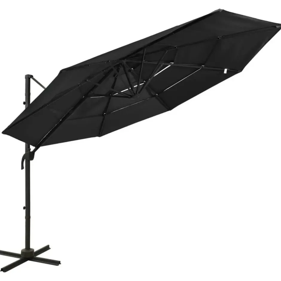 vidaXL - Parasol - Zwart - Polyester