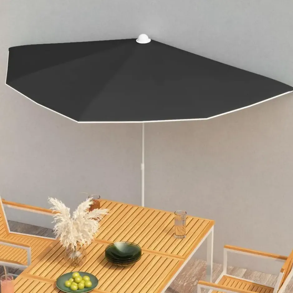 vidaXL - Parasol - Zwart - Stof