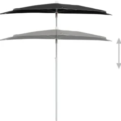 vidaXL - Parasol - Zwart - Stof
