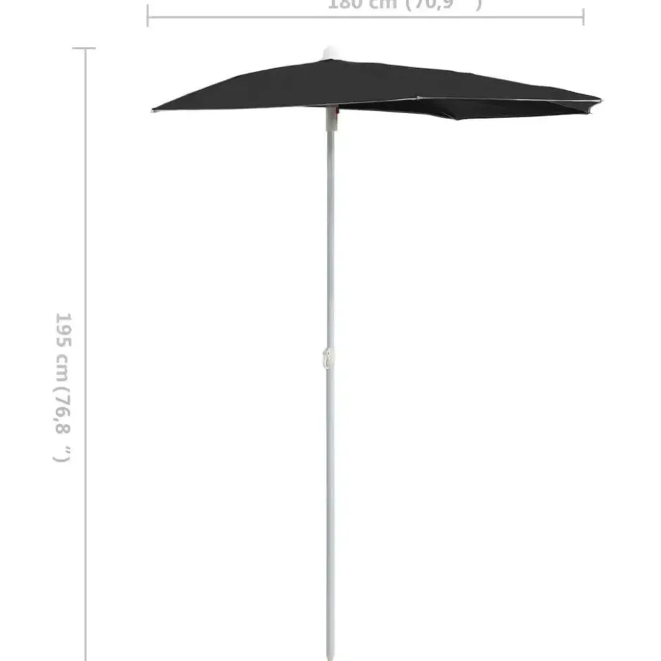 vidaXL - Parasol - Zwart - Stof