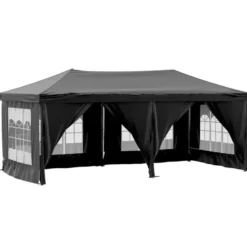 vidaXL - Partytent inklapbaar met zijwanden - 3x6 m zwart