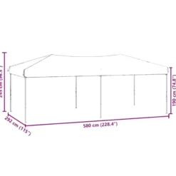 vidaXL - Partytent inklapbaar met zijwanden - 3x6 m zwart