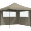 vidaXL - Partytent inklapbaar pop-up met 2 zijwanden taupe partytent feesttent
