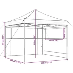 vidaXL - Partytent inklapbaar pop-up met 2 zijwanden taupe partytent feesttent