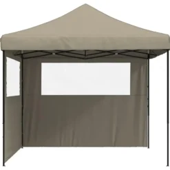 vidaXL - Partytent inklapbaar pop-up met 2 zijwanden taupe partytent feesttent