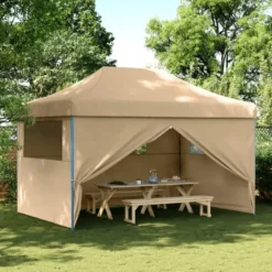 vidaXL - Partytent inklapbaar pop-up met 4 zijwanden - beige