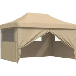 vidaXL - Partytent inklapbaar pop-up met 4 zijwanden - beige