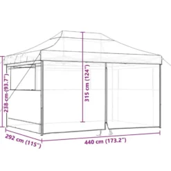 vidaXL - Partytent inklapbaar pop-up met 4 zijwanden - beige