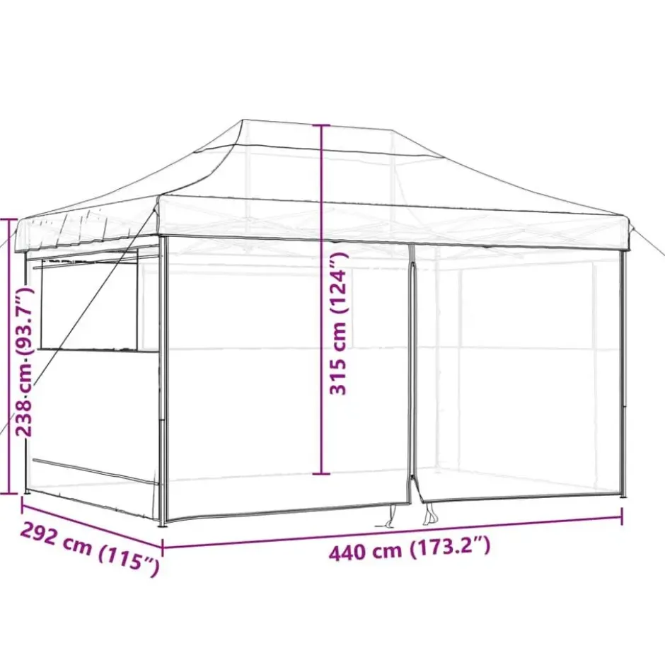 vidaXL - Partytent inklapbaar pop-up met 4 zijwanden - beige