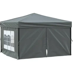 vidaXL - Partytent inklapbaar met zijwanden - 3x3 m antracietkleurig