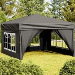 vidaXL - Partytent inklapbaar met zijwanden - 3x3 m antracietkleurig