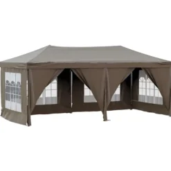 vidaXL - Partytent inklapbaar met zijwanden - 3x6 m taupe