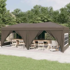 vidaXL - Partytent inklapbaar met zijwanden - 3x6 m taupe