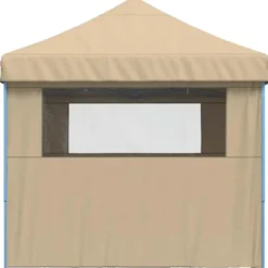vidaXL - Partytent inklapbaar pop-up met 4 zijwanden - beige partytent feesttent