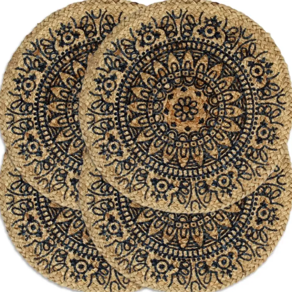 vidaXL - Placemat - Blauw - Jute - 4 stuks