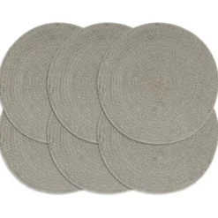 vidaXL - Placemat - Grijs - Katoen - 6 stuks