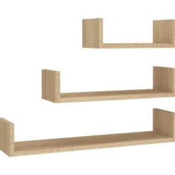vidaXL - Plank - Bruin - Bewerkt hout - 60 x 15 x 10 cm - 3 stuks