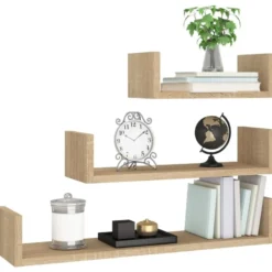 vidaXL - Plank - Bruin - Bewerkt hout - 60 x 15 x 10 cm - 3 stuks