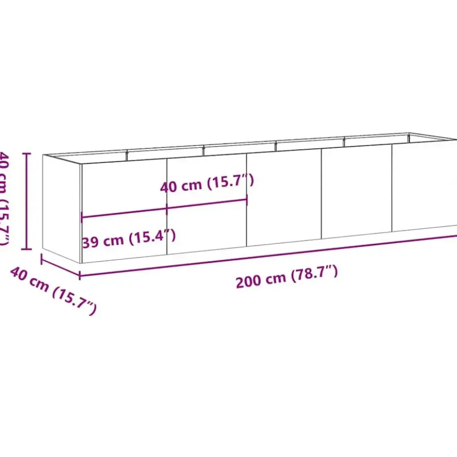 vidaXL - Plantenbak Antraciet 200x40x40 cm Koudgewalst Staal