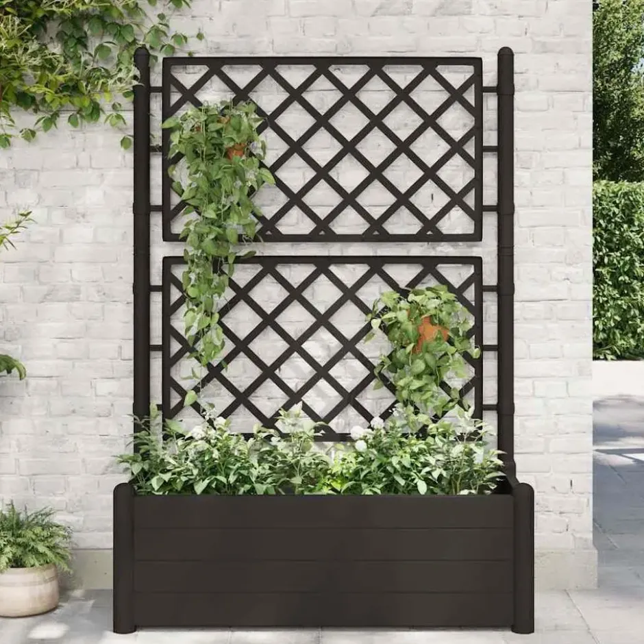 vidaXL - Plantenbak - Antraciet - Kunststof - 100 x 43 x 142 cm