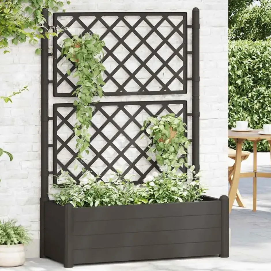 vidaXL - Plantenbak - Antraciet - Kunststof - 100 x 43 x 142 cm
