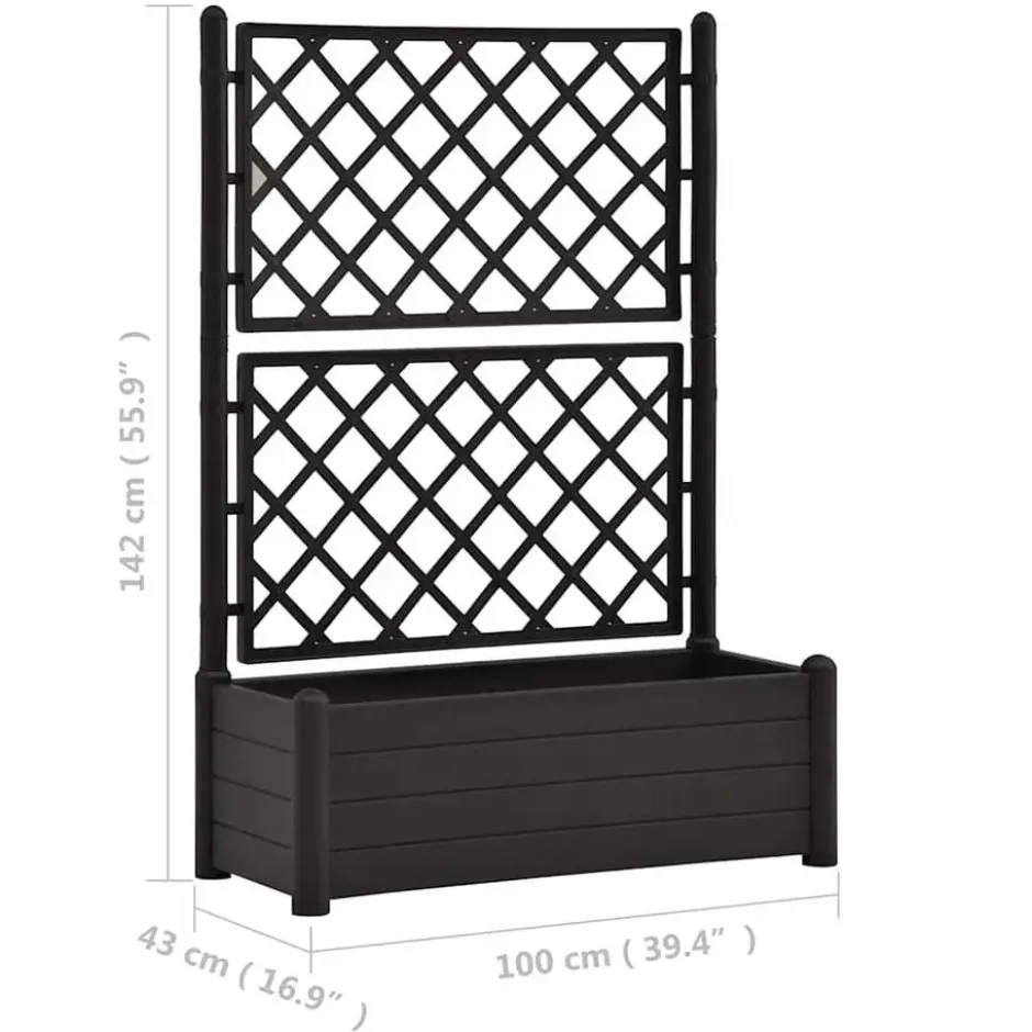 vidaXL - Plantenbak - Antraciet - Kunststof - 100 x 43 x 142 cm