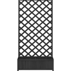 vidaXL - Plantenbak met latwerk massief vurenhout 90x35x180 cm zwart