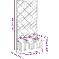 vidaXL - Plantenbak met latwerk massief vurenhout 90x35x180 cm zwart