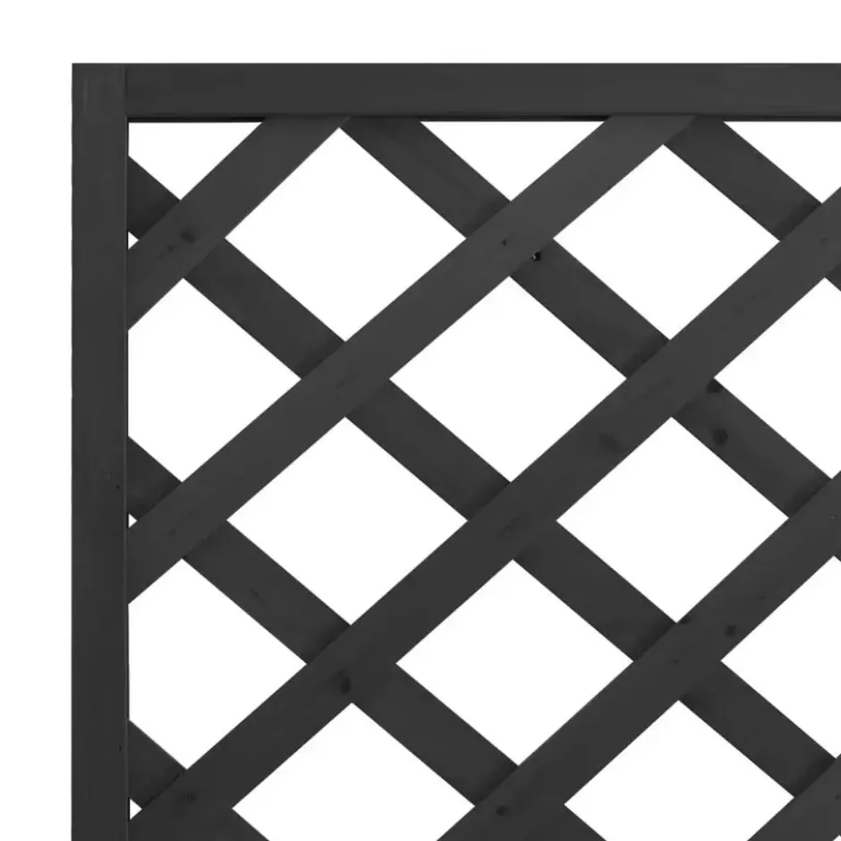 vidaXL - Plantenbak met latwerk massief vurenhout 90x35x180 cm zwart
