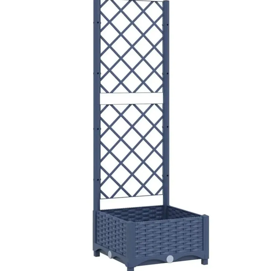 vidaXL - Plantenbak met trellis blauwgrijs 40x40x121,5 cm PP