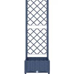 vidaXL - Plantenbak met trellis blauwgrijs 40x40x121,5 cm PP