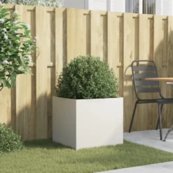 vidaXL - Plantenbak 49x47x46 cm koudgewalst staal wit verhoogde plantenbak