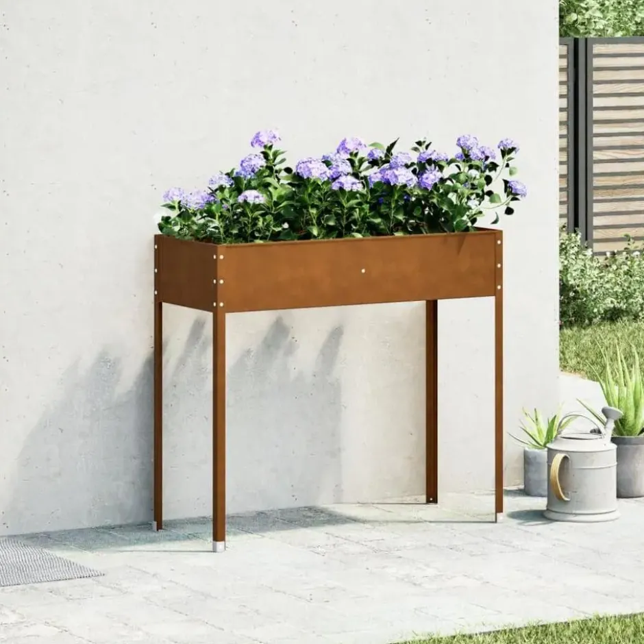 vidaXL - Plantenbak 100,5x40,5x90 cm weervast staal planter patio planter