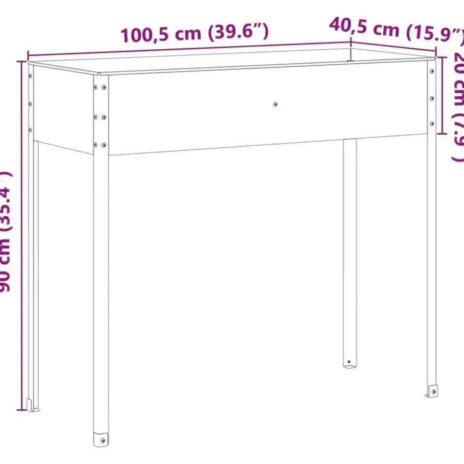 vidaXL - Plantenbak 100,5x40,5x90 cm weervast staal planter patio planter