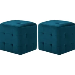 vidaXL - Poef - Blauw - Stof