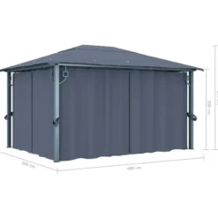 VIDAXL Prieel met gordijn 400x300 cm aluminium antraciet