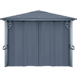 VIDAXL Prieel met gordijn 400x300 cm aluminium antraciet