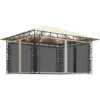 vidaXL - Prieel Met Lichtslinger - Crème - Stof - 4 x 3 x 2.73 m