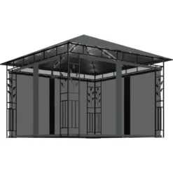 vidaXL - Prieel Met Lichtslinger - Antraciet - Stof - 3 x 3 x 2.73 m