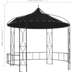 VIDAXL Prieel rond 300x290 cm antraciet