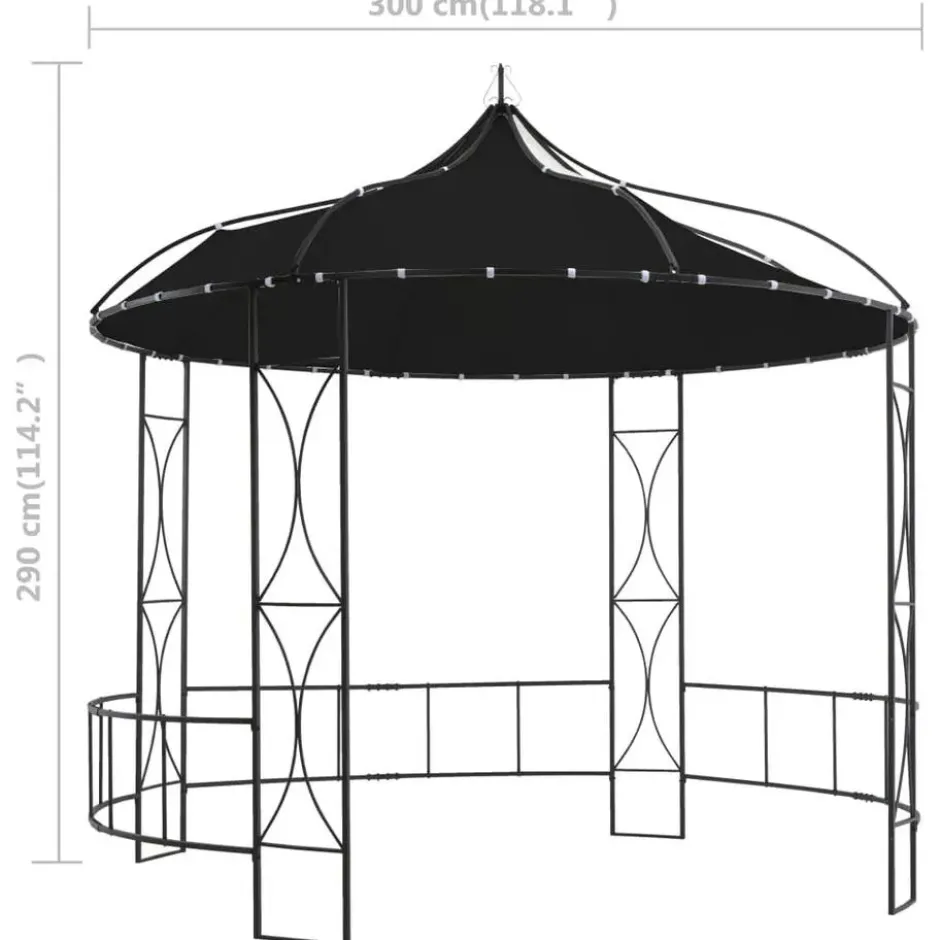 VIDAXL Prieel rond 300x290 cm antraciet