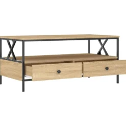 vidaXL - Rechthoekige Salontafel met 2 lades - Sonoma eiken - Hout - 100x51 cm