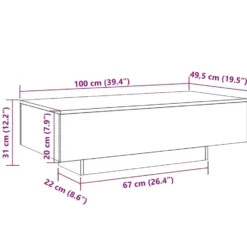 vidaXL - Rechthoekige Salontafel - Oud hout - Bewerkt hout - 100x49.5x31 cm