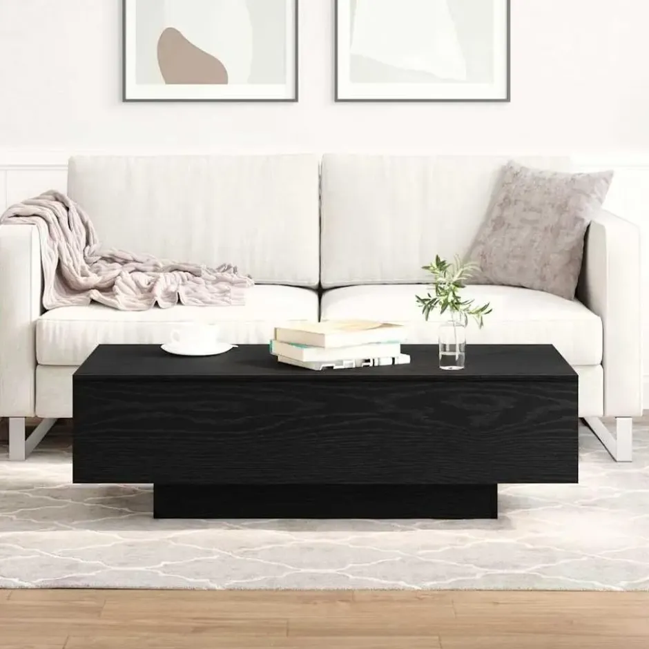 vidaXL - Rechthoekige Salontafel - Zwart eiken - Bewerkt hout - 100x49.5x31 cm