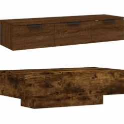 vidaXL - Rechthoekige Salontafel - Gerookt eiken - Bewerkt hout - 100x49.5 cm