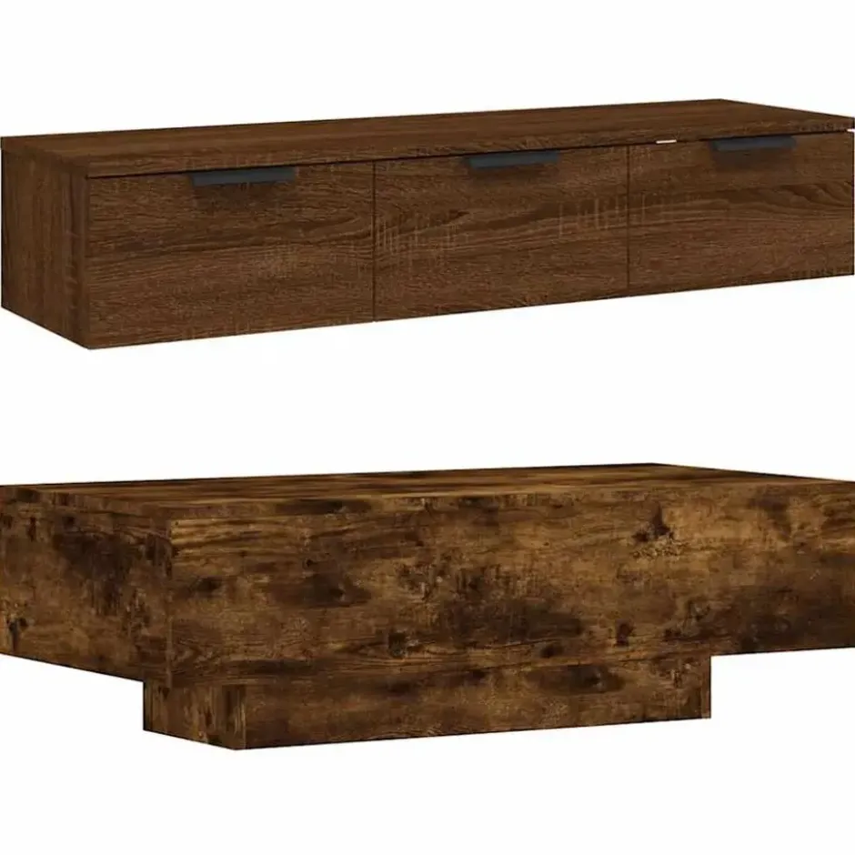 vidaXL - Rechthoekige Salontafel - Gerookt eiken - Bewerkt hout - 100x49.5 cm