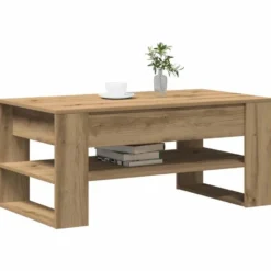 vidaXL - Rechthoekige Salontafel met plank - Artisanaal eiken - Hout - 102x55 cm