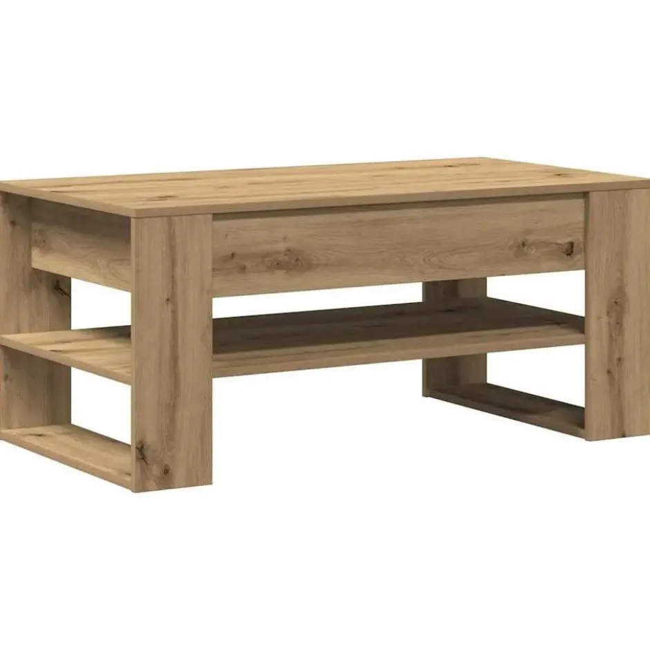 vidaXL - Rechthoekige Salontafel met plank - Artisanaal eiken - Hout - 102x55 cm