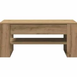 vidaXL - Rechthoekige Salontafel met plank - Artisanaal eiken - Hout - 102x55 cm