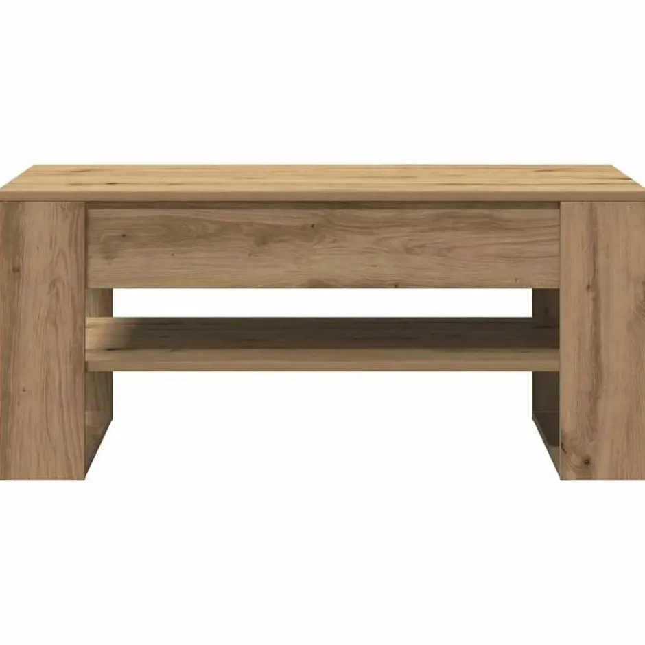 vidaXL - Rechthoekige Salontafel met plank - Artisanaal eiken - Hout - 102x55 cm